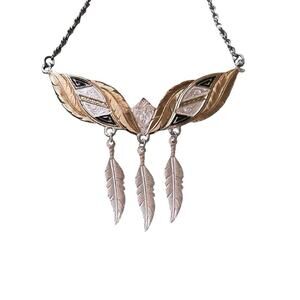 Montana Silversmiths Boundless Legacy Choker Necklace Silver Gold Dangle Feather
